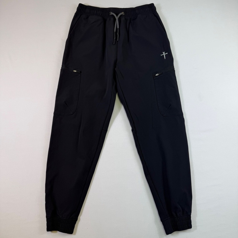 Three Nails Apex Jogger Pants Mens Medium Black Cargo Zipper Pockets Athletic